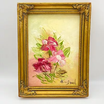 Alice Dowd Original Floral Oil Painting Signed San Antonio Pink Roses Flowers VT • $60