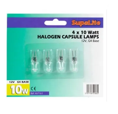 Pack Of 4 SupaLite Halogen Capsule Lamp Bulbs G4 Base 10W 135lms B Rating Energy • £2.59