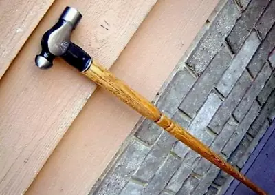 Halloween Antique Brass Hammer Handle 3 Fold Vintage Wooden Walking Stick Cane • $36.66