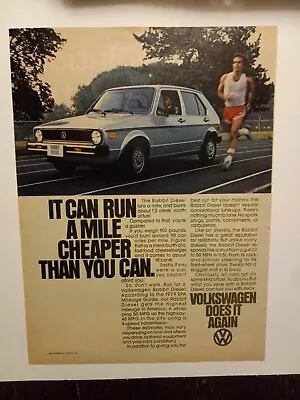 Volkswagen Rabbit Diesel Silver Car Vintage 1970's Magazine Print Ad • $7.95