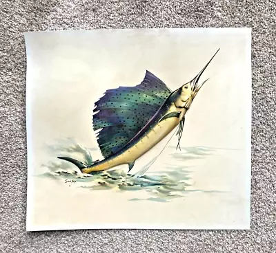 Vintage Sweney Swordfish 3-D Raised Art Print Wildlife 14.5  X 13  • $21.99
