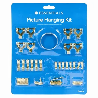 £4.05 • Buy 60 X Assorted Picture Hanging Set Hooks Nails Wire Kit Photo Frame Mirror Canvas