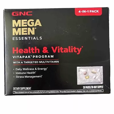 GNC Mega Men Health & Vitality Vitapak 30 Day Supply 4 In 1 Pack Exp 6/24 Bin16 • $20.99