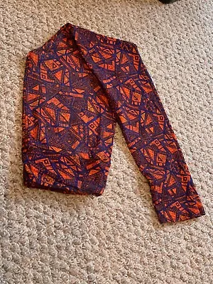 Lularoe One Size Os Leggings Multi Color Orange Blue Triangles Tribal  Ec • $6.96