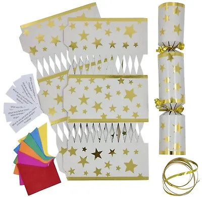 6 X Make Your Own Christmas Cracker Kit Crackers Hats Jokes GOLD STAR  • £4.99