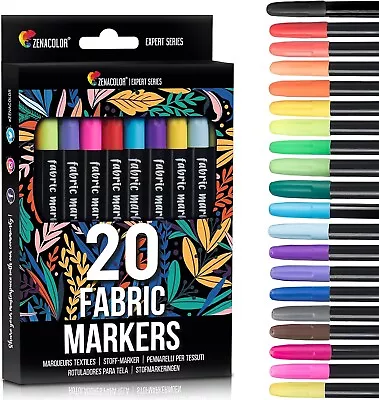 20 Fabric Pens Permanent For Clothes T Shirt Fabric Bag Craft Paint Pens • £9.39