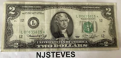 1976 $2 JEFFERSON Two Dollar Bill STAR Note GREEN SEAL L00635815* San FRANCISCO • $3.25