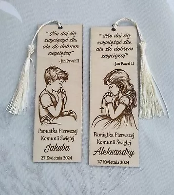 Personalised Wooden Bookmark Holy Communion Gift Bible Girl Boy Komunia Swieta • £5.49