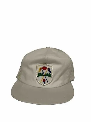 Vintage 80’s Golf Crest Logo Patch White SnapBack Trucker Hat Size Small-Medium • $15