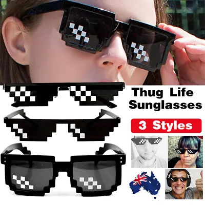 Thug Life Sunglasses Deal With It 8/6 Bit Pixel Glasses Cool Fashion Goggles AU • $6.44