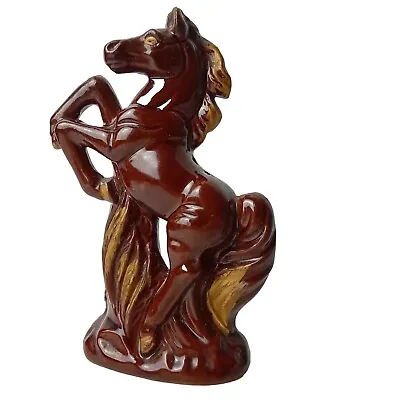 REARING HORSE Vintage Japan Brown Ceramic Ornament 13.5cm Small Statue Decor • $16.50