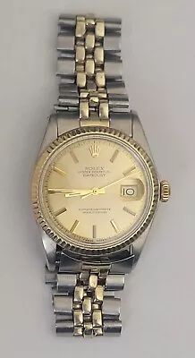 Rolex Oyster Perpetual DateJust Vintage Watch 1601 1974 New Crystal 14K Band • $3800