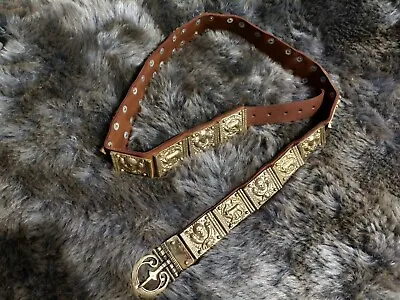 Medieval  Knight Roman Legionary Waist Leather Belt W/ Casted Brass Fittings • $150.31
