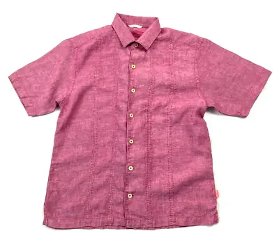TOMMY BAHAMA Relax Men's Hawaiian Linen Shirt Button Up Size Medium Red Stitch • $16.97