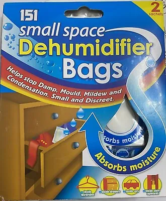 Small Space Dehumidifier Bags Sachet Pack Mould Mildew Damp Wardrobe Drawers • £4.99