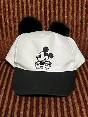 Disney Mickey Mouse White Baseball Cap/Hat With Black Pom Pom Ears • $13.99