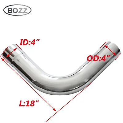 4  ID/OD 90 Degree Chrome Exhaust Elbow Pipe 18  Arms Length • $79.90