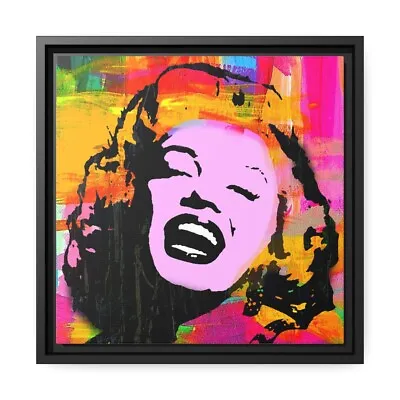 Marilyn Bright Colors Framed Canvas Wall Art - Pop Art By Stephen Chambers • $282.72