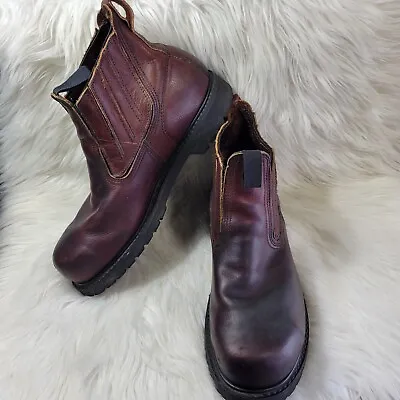 Vintage Union Made Steel Toe Ankle Boot Made In USA Brown Mens Size 13 D Vibram  • $99.99