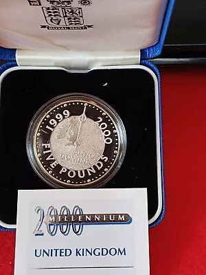 2000 Royal Mint Millenium Uk Silver Proof Five Pound Coin • £20