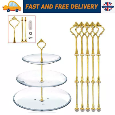 10Set 3 Tier Cake Cupcake Plate Stand Rack Fittings Handle Rod Wedding Party Kit • £15.94