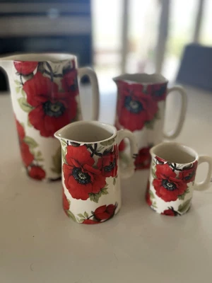 £10 • Buy Heron Cross Pottery Jugs Poppy Chintz Design