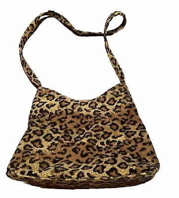 Vintage 90s Faux Leopard Fur Shoulder Bag Purse SMALL TEAR INNER POCKET • $45.92