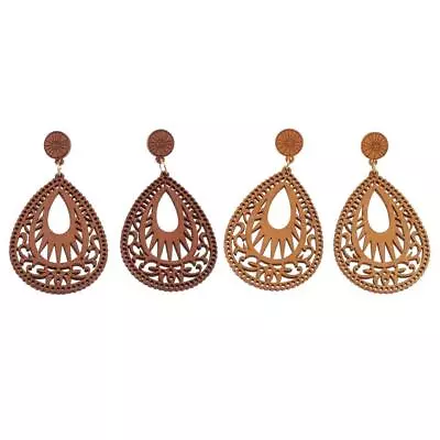 Bohemian Women Wooden Earrings Dangle Pendant Hook Earrings • £4.10