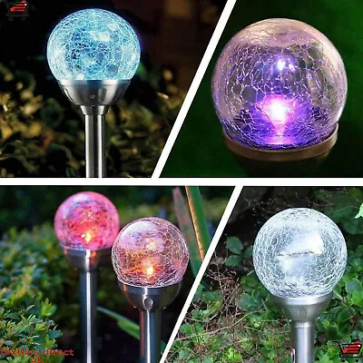 Crackle Ball Solar Powered Post Garden Walkaway Night Lights 7 Colour 6 X PCs • £18.93