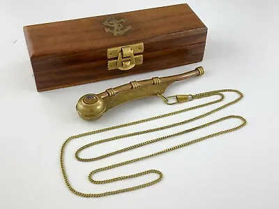$184.50 • Buy Antique Brass Naval Bosun Whistle Pendant Necklace Boatswains Nautical Y532