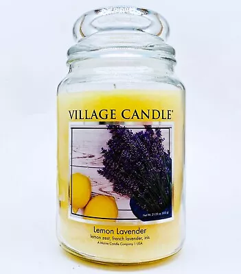 1 Village Candle LEMON LAVENDER Large 2-Wick Classic Jar Candle 21.25 Oz • $24.99