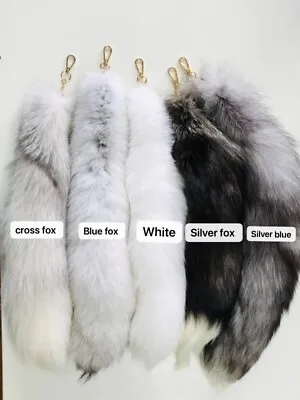 20  Large Real Fox Tail Fur Tail Keychain Bag Charm Costume Pendant • $10.90