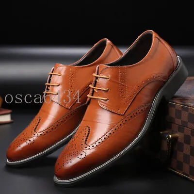 Mens Wide Dress Shoes Brogues Derby Shoes Formal Oxford Shoes Shoe Size 6.5-15 • $39.88