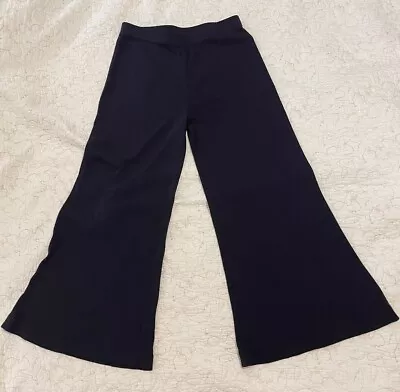 Misook Women Dark Navy Blue High Rise Wide Leg Elastic Waist Pull On Pants Large • $25