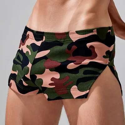 Mens Sexy Cotton Shorts Home Comfort Side Split Leisure Short Underwear • $11.99