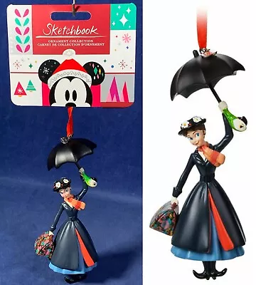 New - MARY POPPINS Flying With PARROT UMBRELLA - Disney SKETCHBOOK ORNAMENT 2018 • $56.95