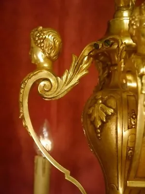 Antique Mazarin Chandelier Gold Bronze Solid French 8 Lights Lightings Ø 31  • $3755