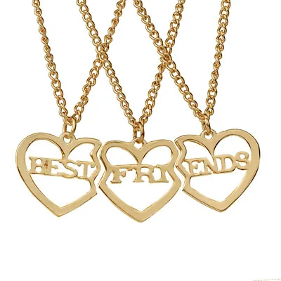 3PCS Gold Best Friends Love Heart Necklace Pendant BFF Friendship Girls Gift • $9.99