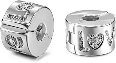 Authentic 2Pc Clip Lock Spacer Stopper Charm Bead Suits Pandora Bracelet NEW USA • $10.70