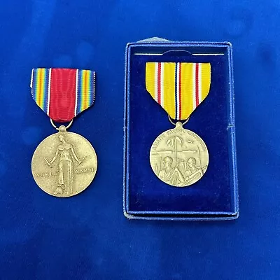 World War II US Army Campaign Service Victory Medal & Asiatic Pacific Campaign • £38.61