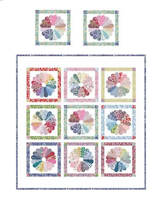 Miniature Dollhouse Dresden Plate Pastel Quilt Top Computer Printed Fabric  • $9.88