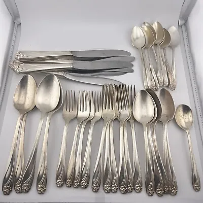 1847 Rogers Bros Silverware Daffodil MCM - 37 Pieces 5 Place Settings + More • $129.99