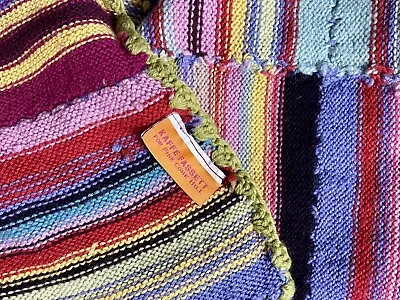 Kaffe Fassett Colorful Patchwork Knit Throw Blanket Stripe Missoni  67” X 51” • $94