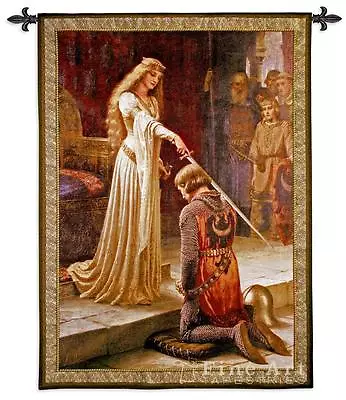 Medieval Tapestry The Accolade Knight Pic Leighton - BS 52 X71  • $319