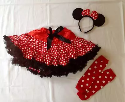 Halloween Costume Accessories Kids Girls Red Dot Minnie Mouse Skirt Ears 6 8 • $13