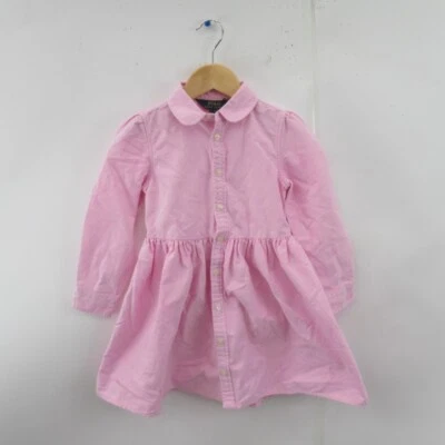 £16.50 • Buy Polo Ralph Lauren Shirt Dress Kids Girls Age 5 Pink Logo Pattern Designer Party