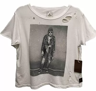 NWT Trunk LTD One-of-a-Kind Men's Kurt Cobain Picture T-Shirt With Holes Sz XS • $55