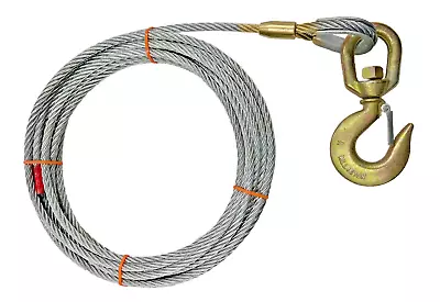 Steel Core Winch Line 1/2  X 30 FT W/ Swivel Hook Latch Wrecker Cable Tow USA • $60