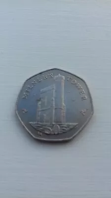 50p COIN 2014 MILNERS TOWER ISLE OF MAN • £1