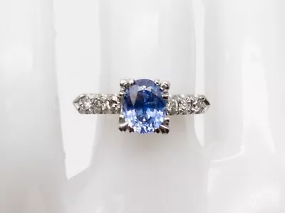 Old $5000 1.50ct Certified NO HEAT Ceylon Blue Sapphire Diamond Platinum Ring • $1050